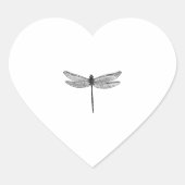 Dragonfly Sketch Hart Sticker (Voorkant)
