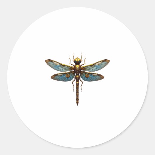 Dragonfly Steam Punk Insect Art Engineer Steampunk Ronde Sticker (Voorkant)