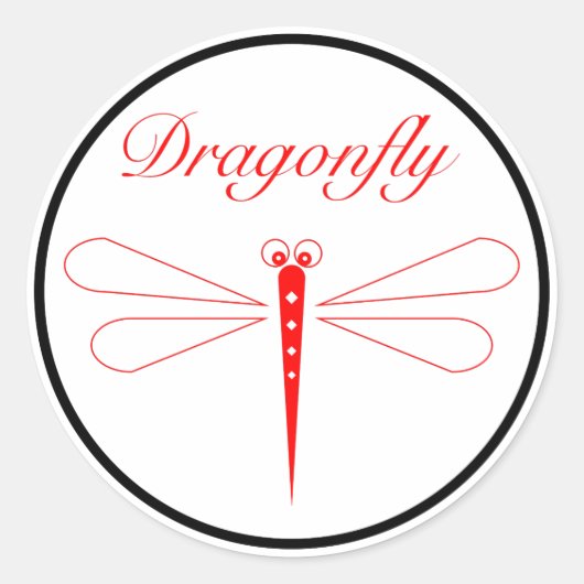 Dragonfly - Sticker rond classique blanc, brillant (Devant)