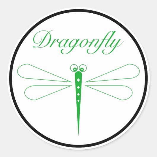 Dragonfly - Sticker rond classique blanc, brillant (Devant)