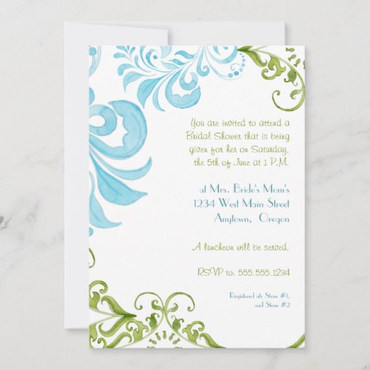 Dragonfly Swirls Scroll Chic Floral Invitation mod (Devant)