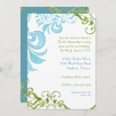 Dragonfly Swirls Scroll Chic Floral Invitation mod (Devant / Derrière)