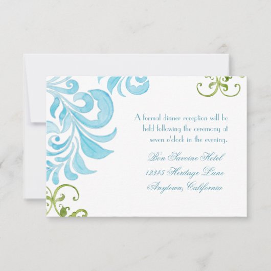 Dragonfly Swirls Scroll Chic Modern Floral Invite Kaart (Voorkant)