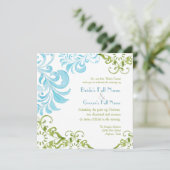 Dragonfly Swirls Scroll Chic Modern Floral Invite Kaart (Staand voorkant)