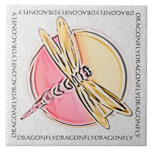 Dragonfly-symbool roze tegeltje (Voorkant)