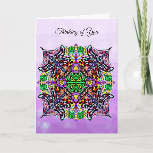 Dragonfly Thema Mandala Kleurrijk Denken aan jou Kaart (Voorkant)