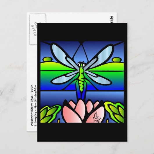 Dragonfly Tiffany Style Briefkaart (Voorkant / Achterkant)