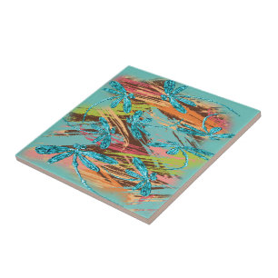 Dragonfly Turquoise Splash Tegeltje
