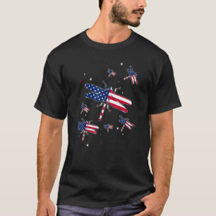 Dragonfly Usa vlagpatriottische onafhankelijkheid  T-shirt