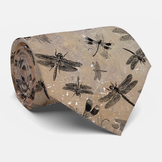  Dragonfly-vervormd Entomologische Patroon Stropdas (Opgerold)
