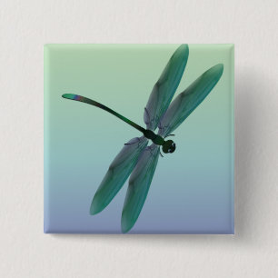 Dragonfly Vierkante Button 5,1 Cm