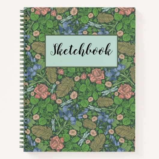 Dragonfly vliegend Engels Garden Sketchbook Notitieboek (Voorkant)