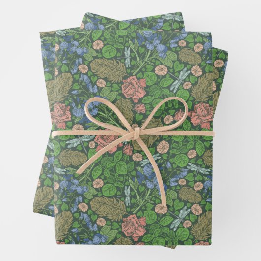 Dragonfly vliegt in een Engelse tuin Inpakpapier Vel (In situ)