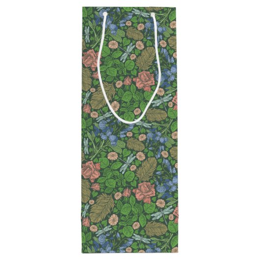 Dragonfly vliegt in een Engelse tuin Wijn Cadeautas (Achterkant)