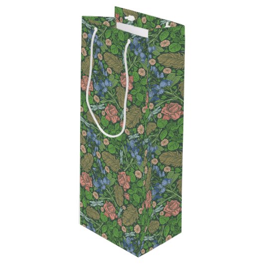 Dragonfly vliegt in een Engelse tuin Wijn Cadeautas (Voorkant Gekanteld)