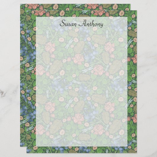 dragonfly vliegt in het Engels Tuinpapier (Voorkant / Achterkant)