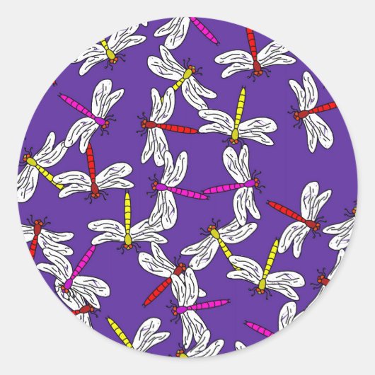 Dragonfly Wallpaper Ronde Sticker (Voorkant)