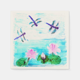Dragonfly Waterlily Pond Painting Servet