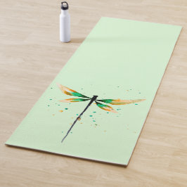 Dragonfly waterverf art serene green natuur yogamat
