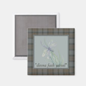 Dragonfly Waterverf Fraser Clan Tartan Grey Blue Magneet (Voorkant / Achterkant)
