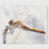 Dragonfly Waterverf Pastel White Achtergrond Cadeaupapier (Vlak)