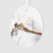 Dragonfly Waterverf Pastel White Achtergrond Ornament (voorkant)
