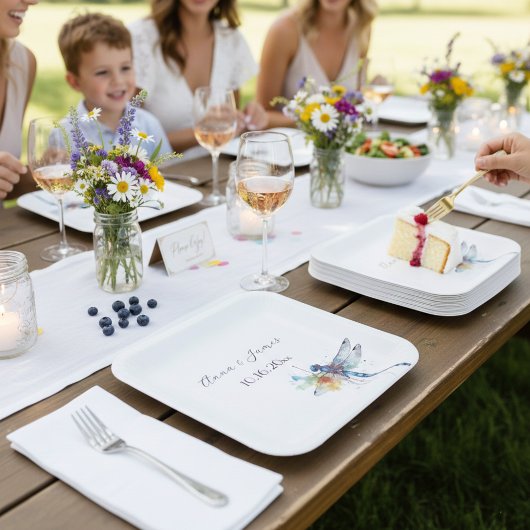 Dragonfly Wedding, op maat Papieren Bordje