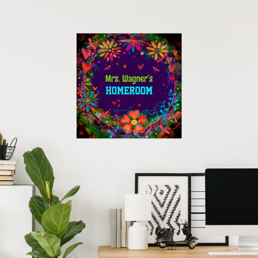 Dragonfly Whimsical Paarse Populair Klaslokaal Poster (Thuiskantoor)