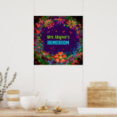 Dragonfly Whimsical Paarse Populair Klaslokaal Poster (Keuken)