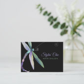 Dragonfly Whimsical sur les Cartes de visite noirs (Debout devant)