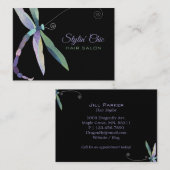 Dragonfly Whimsical sur les Cartes de visite noirs (Devant / Derrière)