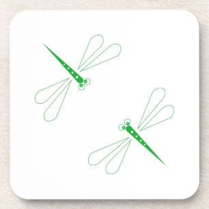 Dragonfly - White Hard Plastic onderzetters - set 