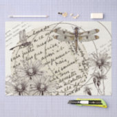 Dragonfly Wildflower Circle Franse woorden ontkopp Tissuepapier (Craft)