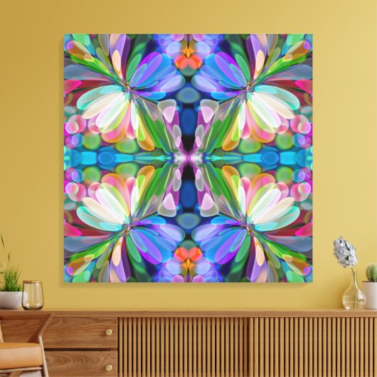 Dragonfly Wildflower Garden Abstract Bloemen Canvas Afdruk (Insitu (Woonkamer))