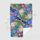 Dragonfly Wildflower Garden Abstract Bloemen Golfhanddoek (Insitu)