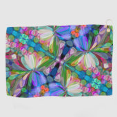 Dragonfly Wildflower Garden Abstract Bloemen Golfhanddoek (Horizontaal)