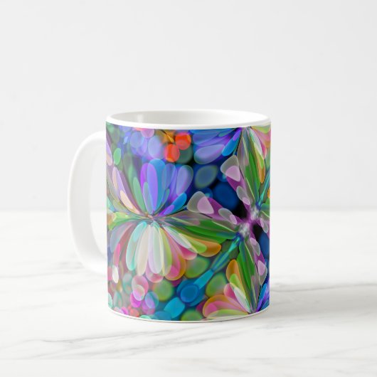 Dragonfly Wildflower Garden Abstract Bloemen Koffiemok (Voorkant links)