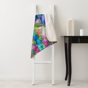 Dragonfly Wildflower Garden Abstract Bloemen Sherpa Deken