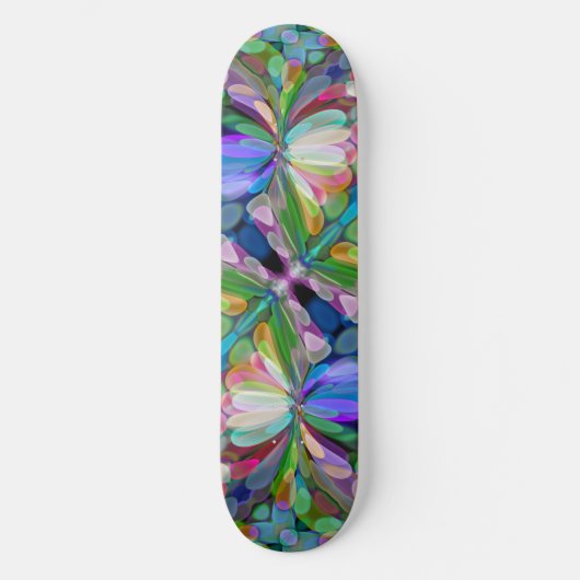 Dragonfly Wildflower Garden Abstract Bloemen Skateboard (Voorkant)