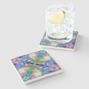 Dragonfly Wildflower Garden Abstract Bloemen Stenen Onderzetter