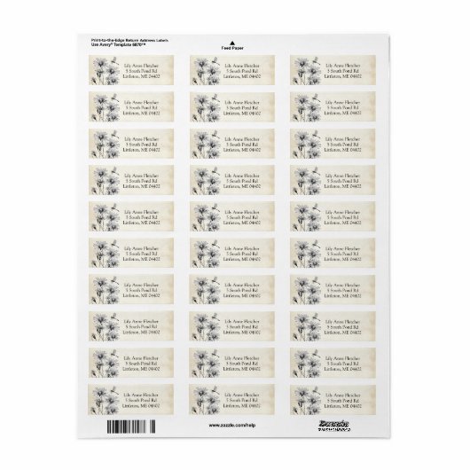 dragonfly Wildflower Parchment Etiket (Full Sheet)