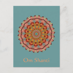 Dragonfly Wing Om Shanti Mandala Briefkaart