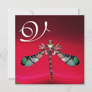DRAGONFLY WOMAN MONOGRAM, rood Bourgognig goud Kaart