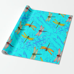 DRAGONFLY WORLD IN BLAUW ABSTRACT-ONTWERP CADEAUPAPIER