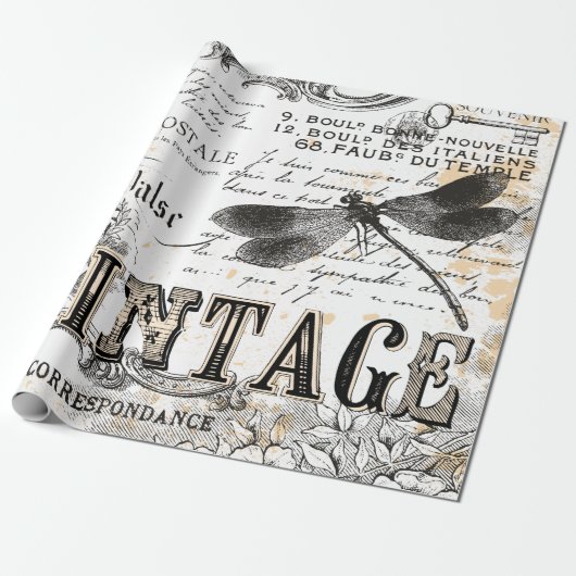 Dragonfly-wrapppapier - Frans Cadeaupapier (Uitgerold)