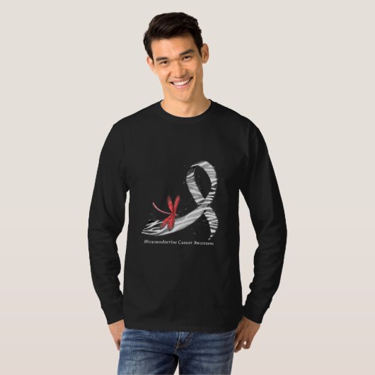 Dragonfly Zebra Ribbon Neuroendocrine Cancer AWare T-shirt (Voorkant volledig)
