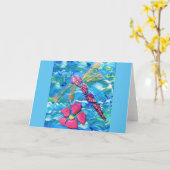 Dragonfly-Zee Glass Mix Media Collage Kaart (Gele Bloem)