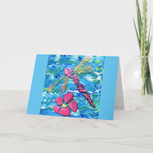 Dragonfly-Zee Glass Mix Media Collage Kaart (Voorkant)