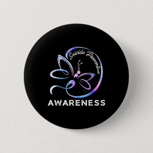 Dragonfly Zelfmoordpreventie Bewustzijn Roze En Te Ronde Button 5,7 Cm