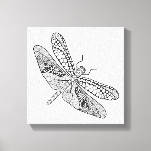 Dragonfly Zendoodle 6 Canvas Afdruk (Voorkant)